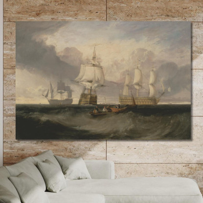 La Vittoria Di Ritorno Da Trafalgar In Tre Posizioni Joseph Mallord William Turner jwt137 quadro stampato su tela