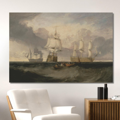 La Vittoria Di Ritorno Da Trafalgar In Tre Posizioni Joseph Mallord William Turner jwt137 quadro stampato su tela