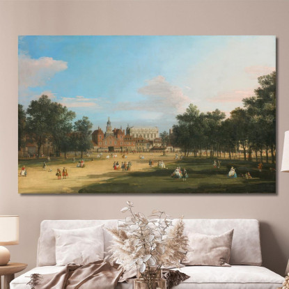 Una Vista Delle Vecchie Guardie A Cavallo E Della Sala Dei Banchetti Di Whitehall Viste Da St. James Park Canaletto quadro stamp