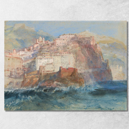 Genova Dal Mare Guardando La Chiesa Di Santa Maria Assunta A Carignano Joseph Mallord William Turner quadro stampato su tela