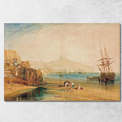 Scarborough Stadt Und Schloss Morgen Jungs Fangen Krabben Joseph Mallord William Turner drucken auf leinwand