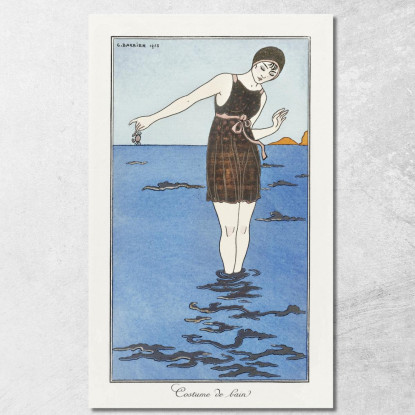 Costumi Parigini Abito Da Sera Ampio Del Journal Des Dames Et Des Modes George Barbier gbb16 quadro stampato su tela