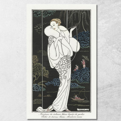 Costumi Parisiens No.112 Cappotto Di Velluto Del Journal Des Dames Et Des Modes George Barbier gbb30 quadro stampato su tela