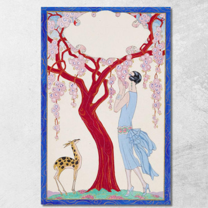 Donna Fulva E Albero Rosso George Barbier gbb55 quadro stampato su tela