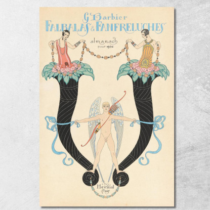 Copertina Di Falbalas & Fanfreluches Almanac Des Modes Presentes Pastes Et Futures George Barbier gbb56 quadro stampato su tela