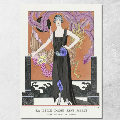 La Bella Signora Senza Pietà Abito Da Sera Di Worth George Barbier gbb72 quadro stampato su tela
