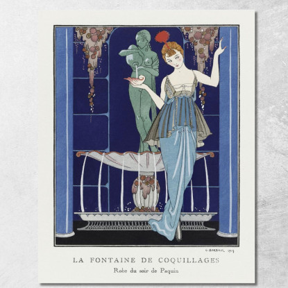 L'Abito Da Sera Shell Fountain Di Paquin George Barbier gbb79 quadro stampato su tela