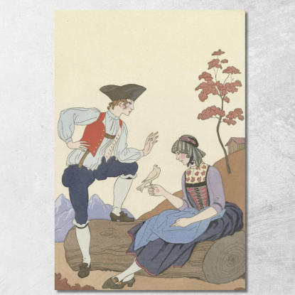 L'Uccello Cheri George Barbier gbb132 quadro stampato su tela