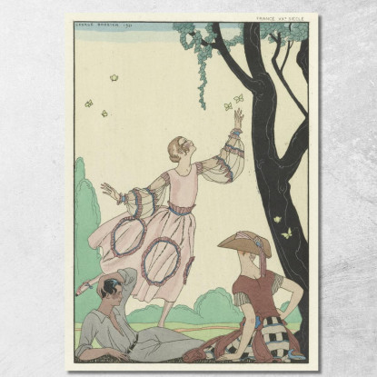 Farfalle Francia Xx Secolo George Barbier gbb141 quadro stampato su tela