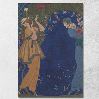 Rose Nella Notte George Barbier gbb150 quadro stampato su tela
