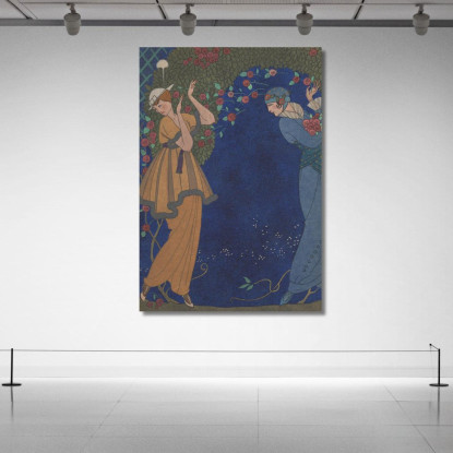 Rose Nella Notte George Barbier gbb150 quadro stampato su tela