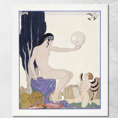 Donna Seduta E Cherubino George Barbier gbb152 quadro stampato su tela