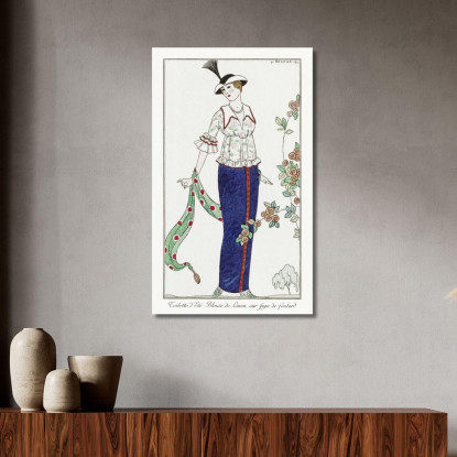 Costumes Parisiens No. 3 Toilette D Ete Toilette D Ete Blouson De Linon Sur Jupe De Foulard George Barbier tableau impression su