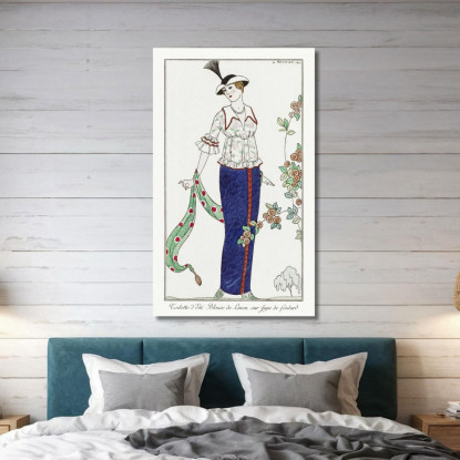 Costumes Parisiens No. 3 Toilette D Ete Toilette D Ete Blouson De Linon Sur Jupe De Foulard George Barbier tableau impression su