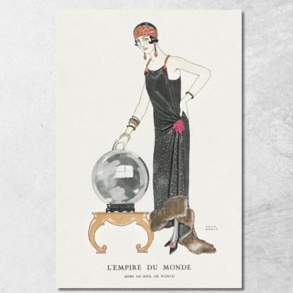 L'Empire Du Monde Robe Du Soir De Worth From Gazette Du Bon Ton. Art- Modes & Frivolites No. 6 George Barbier tableau impression