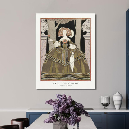 La Rosa Del Costume Dell'Infanta Di Valore Dalla Gazette Du Bon Ton. Modi Artistici E Frivolezze N. 8 George Barbier quadro stam