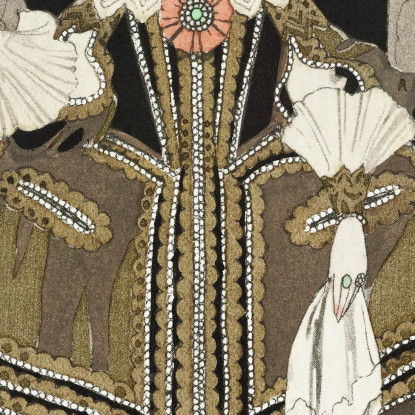 Die Rose Des Infantin-Kostüms Von Worth Aus Der Gazette Du Bon Ton. Art-Modes & Frivolites Nr. 8 George Barbier drucken auf lein