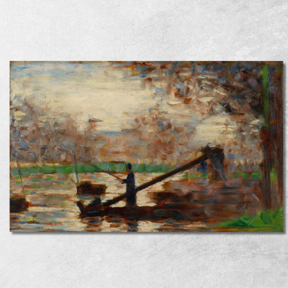Pescatore In Una Barca Ormeggiata Georges Seurat gsr18 quadro stampato su tela