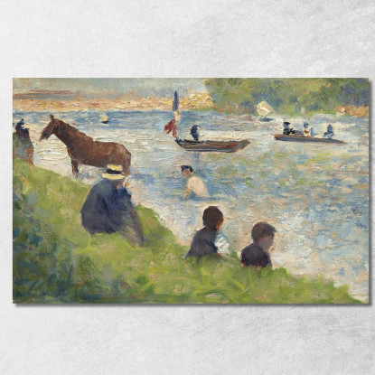 Studio Di Cavalli E Barche Per Bagnanti Ad Asnières Georges Seurat gsr34 quadro stampato su tela
