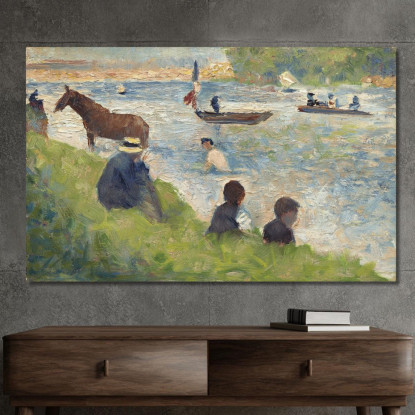 Studio Di Cavalli E Barche Per Bagnanti Ad Asnières Georges Seurat gsr34 quadro stampato su tela