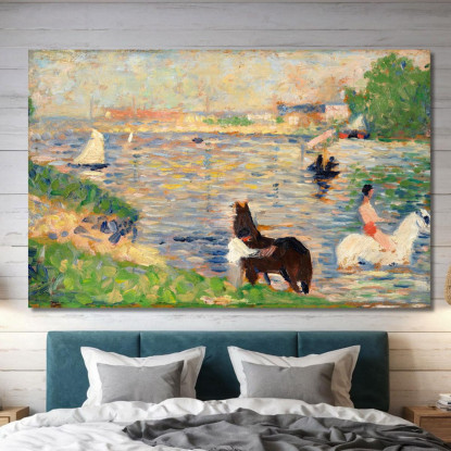 Cavalli Nell'Acqua Georges Seurat gsr35 quadro stampato su tela