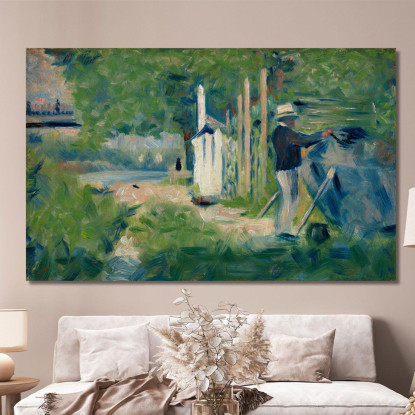 Uomo Che Dipinge Una Barca Georges Seurat gsr46 quadro stampato su tela