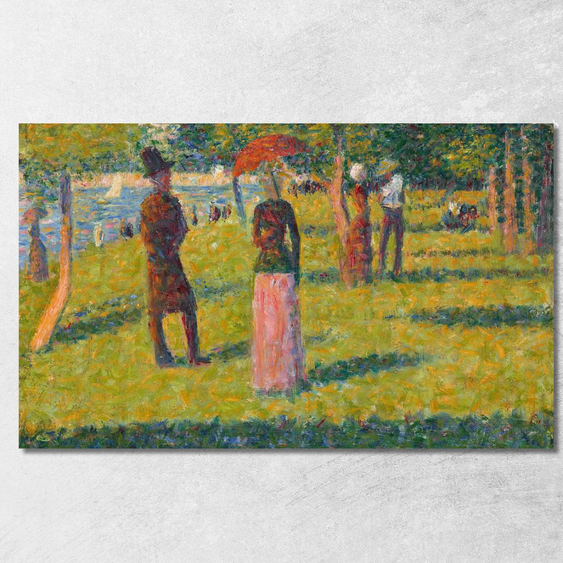 Paesaggio E Personaggi La Gonna Rosa Georges Seurat gsr51 quadro stampato su tela