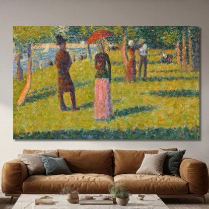 Paesaggio E Personaggi La Gonna Rosa Georges Seurat gsr51 quadro stampato su tela