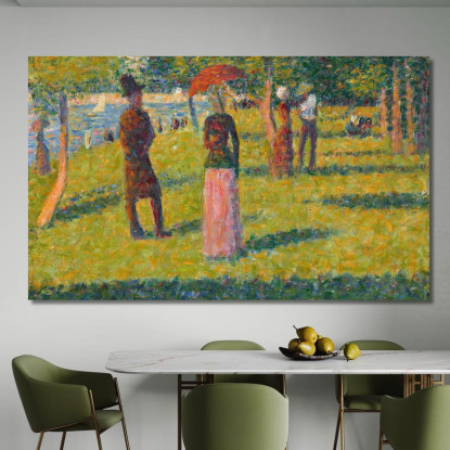 Paesaggio E Personaggi La Gonna Rosa Georges Seurat gsr51 quadro stampato su tela