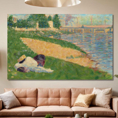 La Senna Con I Vestiti Sulla Riva Georges Seurat gsr80 quadro stampato su tela