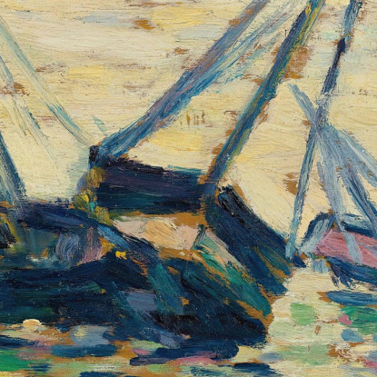 Tre Barche E Un Marinaio Studiano Per La Spiaggia A Grandcamp Georges Seurat gsr85 quadro stampato su tela