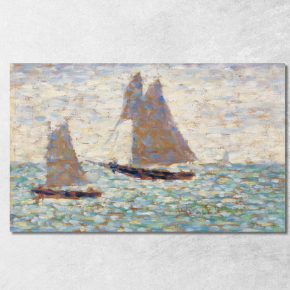 Due Barche A Vela A Grandcamp Georges Seurat gsr86 quadro stampato su tela
