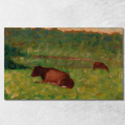 Mucche In Un Prato Georges Seurat gsr88 quadro stampato su tela