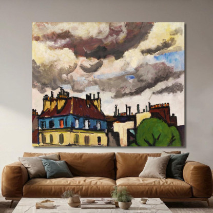 Tetti E Nuvole Parigi Henry Lyman Sayen hls31 quadro stampato su tela
