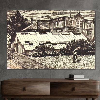 Figura Ed Edifici Senza Titolo Henry Lyman Sayen hls44 quadro stampato su tela