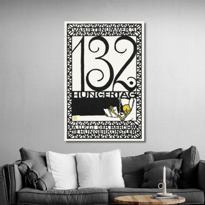 Varietà Atto 3 132° Giorno Di Digiuno A. Lucci Il Famoso Artista Della Fame Moriz Jung mjn36 quadro stampato su tela