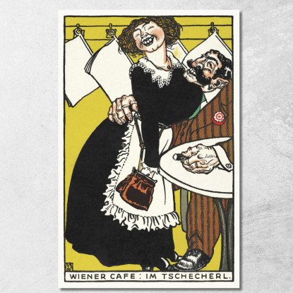 Caffè Viennese Nel Piccolo Caffè Wiener Café Im Tschecherl Moriz Jung mjn44 quadro stampato su tela