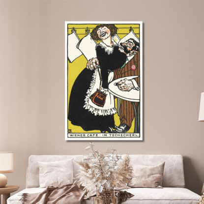 Caffè Viennese Nel Piccolo Caffè Wiener Café Im Tschecherl Moriz Jung mjn44 quadro stampato su tela
