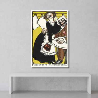 Caffè Viennese Nel Piccolo Caffè Wiener Café Im Tschecherl Moriz Jung mjn44 quadro stampato su tela