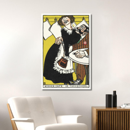 Caffè Viennese Nel Piccolo Caffè Wiener Café Im Tschecherl Moriz Jung mjn44 quadro stampato su tela