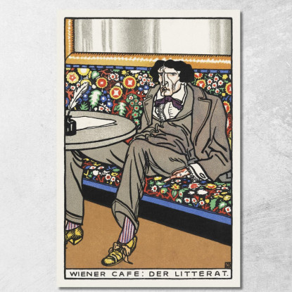 Café Viennese L'Uomo Di Lettere Café Viennese Der Litterat Moriz Jung mjn47 quadro stampato su tela