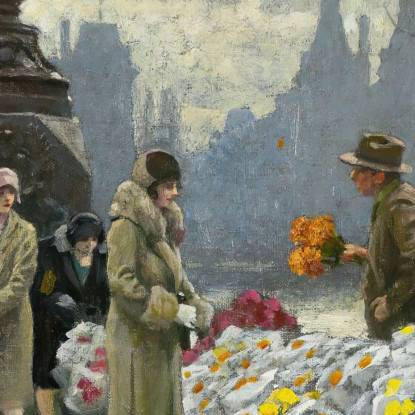 Venditori Di Fiori Al Ponte Della Regina Louise Del Dr. Louises Bro A Copenhagen Paul Fischer pfs10 quadro stampato su tela