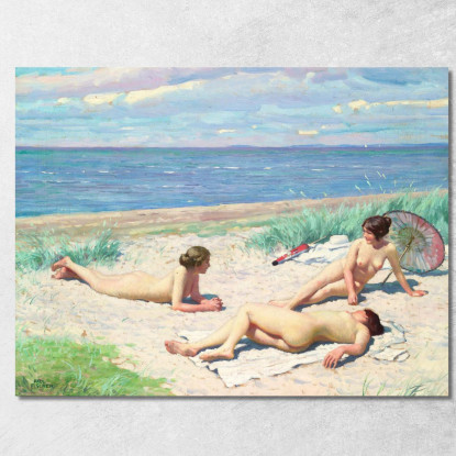Ragazze Sulla Spiaggia Paul Fischer pfs12 quadro stampato su tela