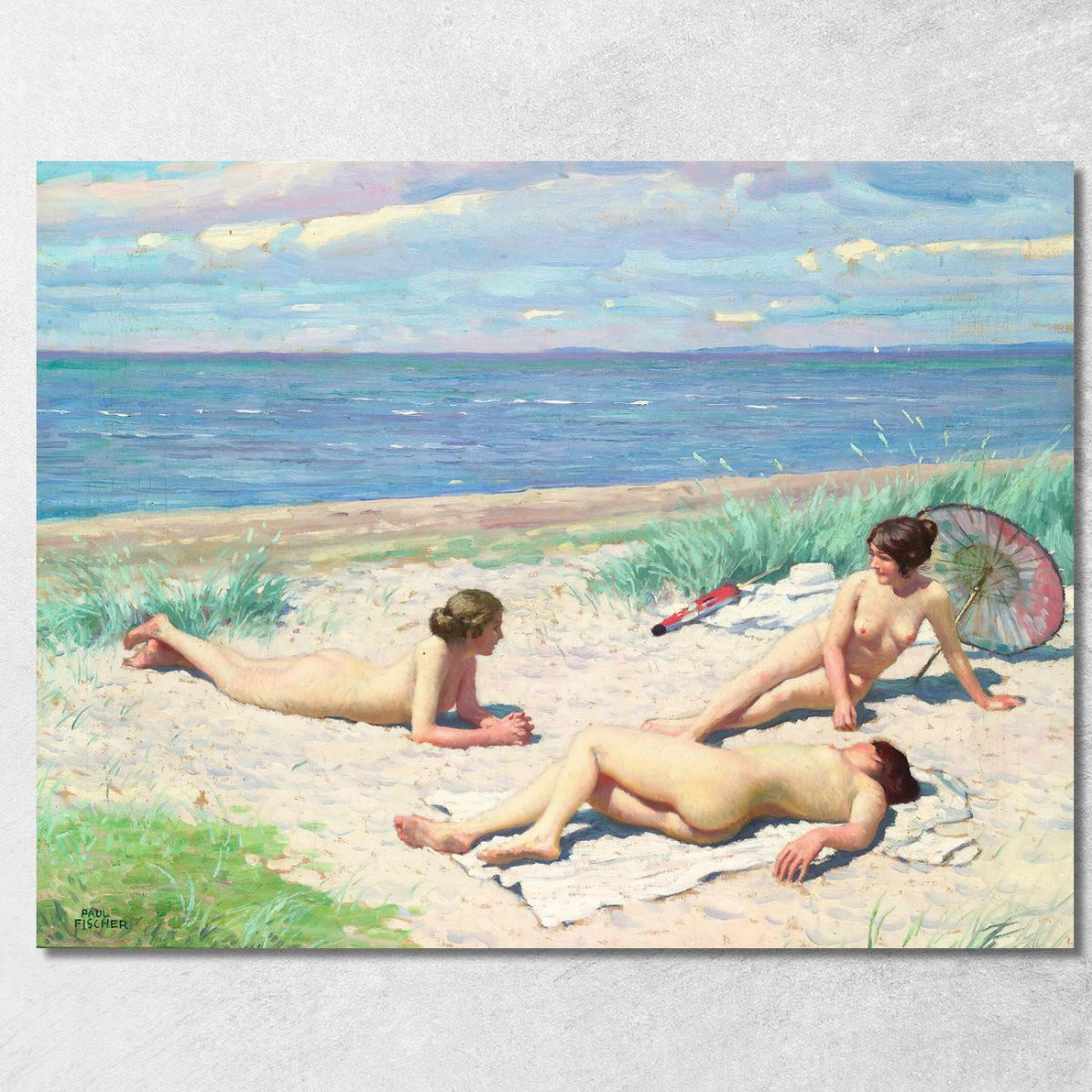 Ragazze Sulla Spiaggia Paul Fischer pfs12 quadro stampato su tela