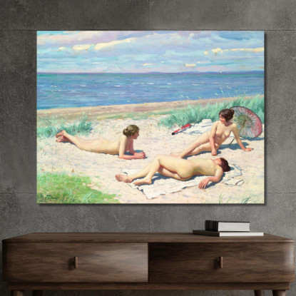 Ragazze Sulla Spiaggia Paul Fischer pfs12 quadro stampato su tela