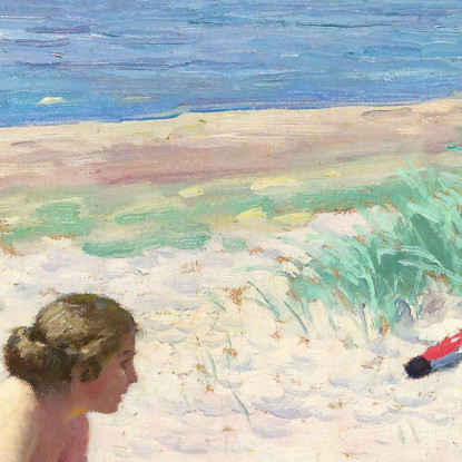 Ragazze Sulla Spiaggia Paul Fischer pfs12 quadro stampato su tela