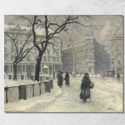 Kongens Nytorv Copenaghen In Inverno Paul Fischer pfs13 quadro stampato su tela