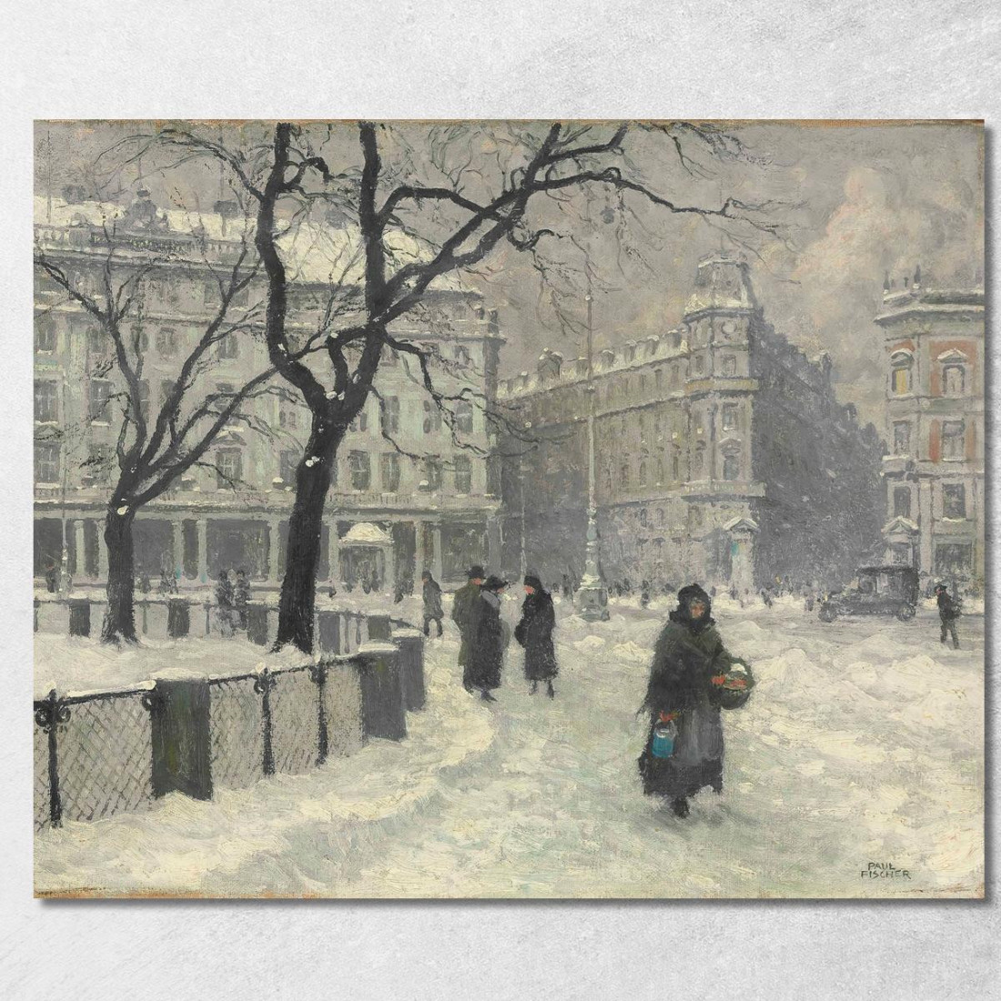 Kongens Nytorv Copenaghen In Inverno Paul Fischer pfs13 quadro stampato su tela