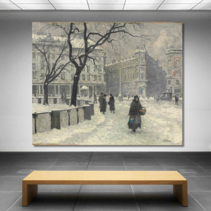 Kongens Nytorv Copenaghen In Inverno Paul Fischer pfs13 quadro stampato su tela