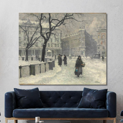Kongens Nytorv Copenaghen In Inverno Paul Fischer pfs13 quadro stampato su tela